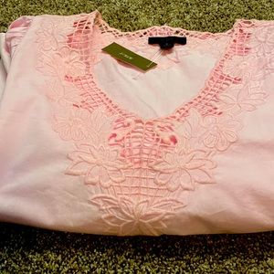 J Crew size small light pink embroidered top.